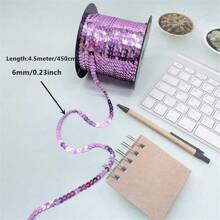 1 szt. 5 jardów 6 mm wstążka z cekinami, okrągłe płaskie cekiny, laserowo brokatowe cekiny do rękodzieła, szycia, akcesoriów, lamówka z cekinami