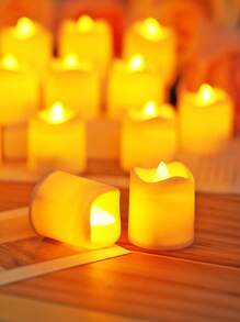 6pcs Battery Operated Golden Powder Candle Lights,LED Electronic Simulation Flameless Candle Lamp,Tea Light,Birthday,Party,Holiday, Indoor And Outdoor Creative Scene Decoration Light, Including Batteries,Wedding And Wishing Candle Light,Christmas Decoration Candle Lights - Gold - View 8