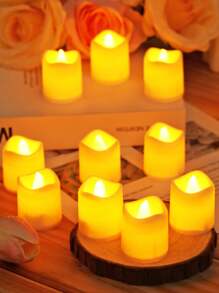 6pcs Battery Operated Golden Powder Candle Lights,LED Electronic Simulation Flameless Candle Lamp,Tea Light,Birthday,Party,Holiday, Indoor And Outdoor Creative Scene Decoration Light, Including Batteries,Wedding And Wishing Candle Light,Christmas Decoration Candle Lights - Gold - View 7