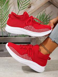 2023春夏新款柔软透气休闲运动鞋黑色时尚百搭 - 紅色 - 查看 4