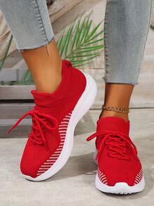 2023春夏新款柔软透气休闲运动鞋黑色时尚百搭 - 紅色 - 查看 3