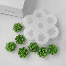 1pc 7-In-1 Silicone Succulent & Cactus Mold, DIY Handmade Soap, Candle, Resin & Cement Craft Mold