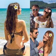 4pcs Hawaiian Flower Hair Clips, Plumeria Hair Clips 2.5 Inch Artificial Flower Hair Clips, Seaside Hawaiian Hair Accessories For Holiday Beach Party, Suitable For Women And Men, Seaside Style Elegant, Bohemian Style, Colorful Plumeria Headdress, Romantic Couple Travel Hair Clips Valentine's Daysummer Claw Clips Hair Claws Hair Barrettes, School Stuff