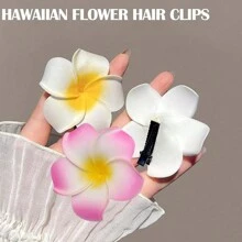 4pcs Hawaiian Flower Hair Clips, Plumeria Hair Clips 2.5 Inch Artificial Flower Hair Clips, Seaside Hawaiian Hair Accessories For Holiday Beach Party, Suitable For Women And Men, Seaside Style Elegant, Bohemian Style, Colorful Plumeria Headdress, Romantic Couple Travel Hair Clips Valentine's Daysummer Claw Clips Hair Claws Hair Barrettes, School Stuff