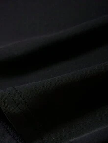 Women's Casual Solid Color Minimalist Long Sleeve T-Shirt Dress - Black - View 5