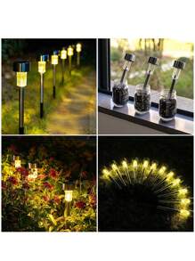 Luces solares para exteriores, 10 paquetes de luces LED de control de luz, luces solares de camino IP65, luces impermeables para exteriores, patio, pasarela