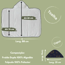 Printed Soft Double Sided Hooded Large Plush Lined Baby Bath Towel With Double Diaper Newborn - 貴族 - 查看 2