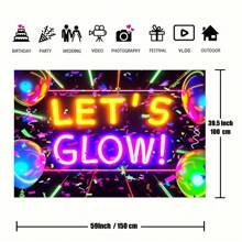 1 件充满活力的霓虹灯背景面料 - 万圣节和生日的照明派对装饰 - 在您的节日庆典、圣诞节创造令人难忘、可重复使用的主题 - 霓虹派對 - 查看 4
