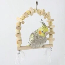 Juguete original de madera maciza en forma de anillo para columpiar pájaros, accesorio de jaula para loros, suministros de juguete para loros