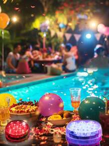 4/2/1pc Waterproof Submersible LED Lights, Outdoor Lights 16 Color Changing Christmas Lights Underwater Lights For Ponds Battery Operated ,Suitable For Night Swimming Home Parties,Outdoor Garden,Courtyard,Festival,Christmas,Weddin Party Decoration,Christmas Gift