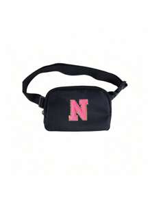 1pc Black Multifunctional Crossbody Chest Bag, Waist Bag, Nylon Waterproof Chest Bag, Men'S And Women'S Crossbody Bag, Outdoor Sports Running Waist Bag, With Adjustable Shoulder Straps, Small Waist Bag, Suitable For Exercise, Running, Hiking