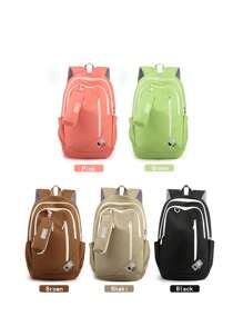2 piezas Mochilas de moda y sencillas (unisex) con cierre de cremallera de nylon, con estuche para lápices, adecuadas para estudiantes de primaria y secundaria para uso diario - A - Ver 2