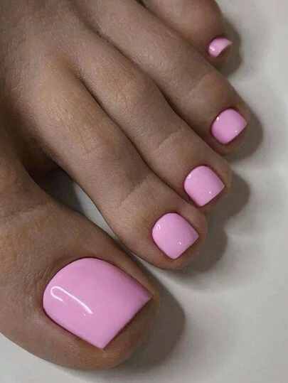 24pcs - Pink Fake Toenails, Natural Color - Solid Color Square Press-On Short Glossy Acrylic Toenails, Seamless Fit, Adhesive Glue, Includes 1 Nail File And 1 Nail Glue Sticker, Suitable For Girls, Mothers, Women, Whitening Manicure Set, Removable False Nails, Suitable For Holidays, Parties, Dates And Daily Wear, Nail Care Products.