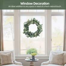 Eucalyptus Wreath Spring Summer Wreath For Front Door Green Leaves Wreath For Room Farmhouse Holiday Decor For Outdoor Indoor - 綠色1PC - 查看 5