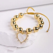 1 chiếc vòng tay macrame hình trái tim bằng dây thừng màu vàng bạc cổ điển dành cho ngày lễ tình nhân, mẹ, mẹ, ngày của mẹ, quà tặng - Vòng tay đính cườm - Xem 7
