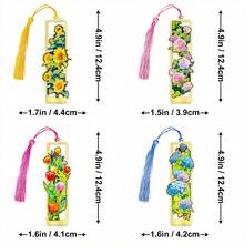 1PC Highly Attractive Level Flower Metal Bookmark, Rose Sunflower Hydrangea Tulip Creative Souvenir Hollow Fringe Metal Bookmark, Hollow Bookmark Party Small Gift - Multicolor - View 5