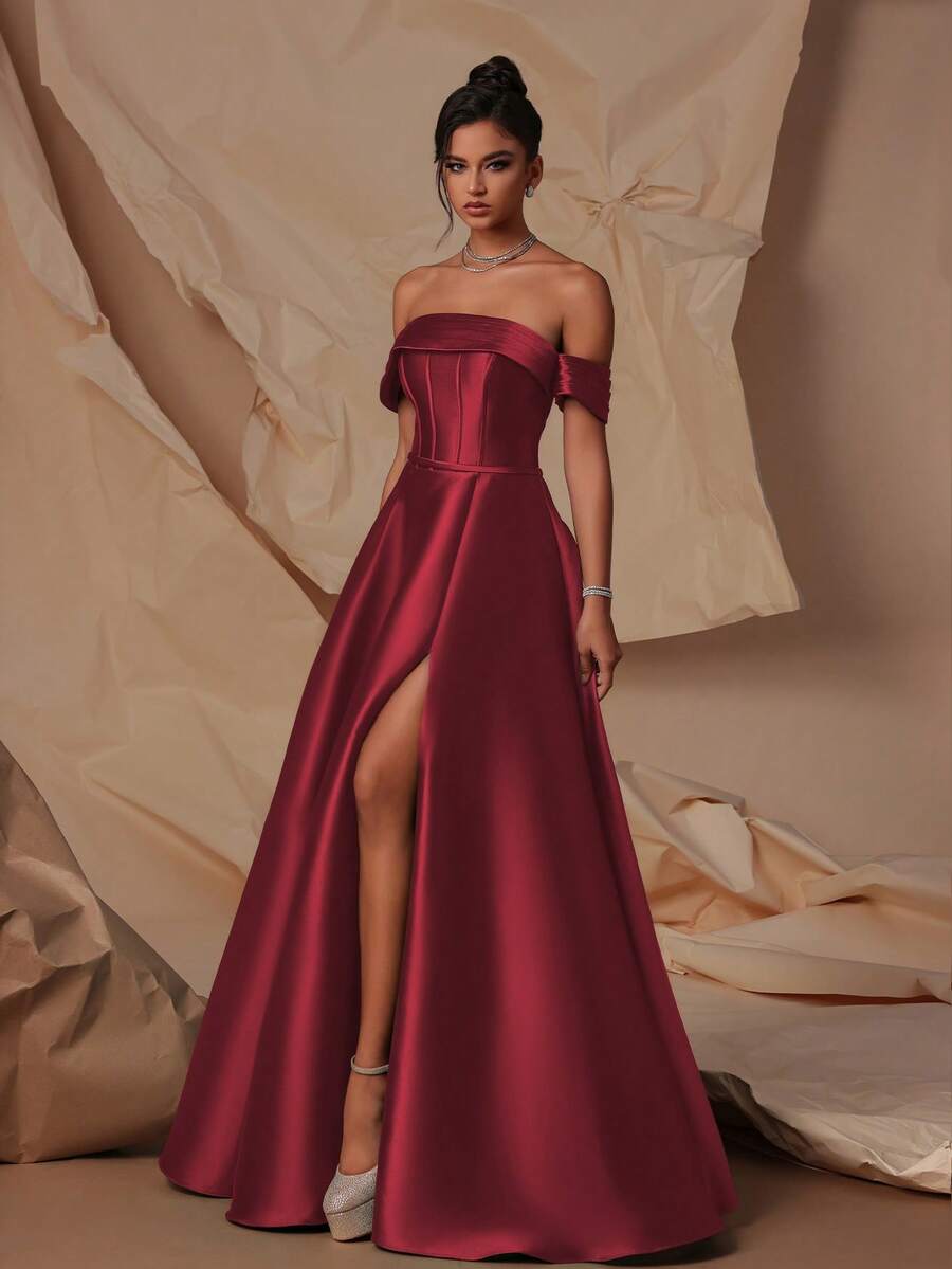 VIPGIRL Women Prom Dresses - Burgundy - View 1