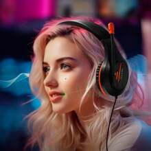 COLUSI Colusi Gaming Computer Headset With Noise Canceling Mic,One-Touch Mute,LED Light,Pressure Reducing Headband,Over-Ear Headphones For Tablet/PS4PS5/PC/Switch