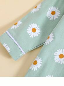 Pijama con botones para niñas pequeñas de 18 meses a 6 años - Verde - Ver 3