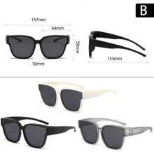 1pc Simple Versatile Oversize Square Frame Fashion Glasses, Fit Over Fashion Glasses For Nearsighted Glasses Cover, For Men Outdoor Party Vacation Travel Driving Supplies Photo Props For Summer Beach Vacation,Outdoor,Travel