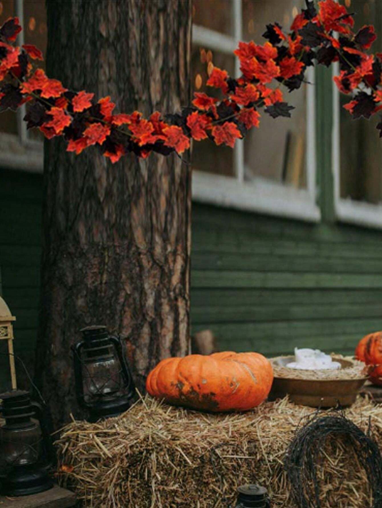 1pc, Fall Decor Maple Leaf Garland, Door Decorations Halloween Garland