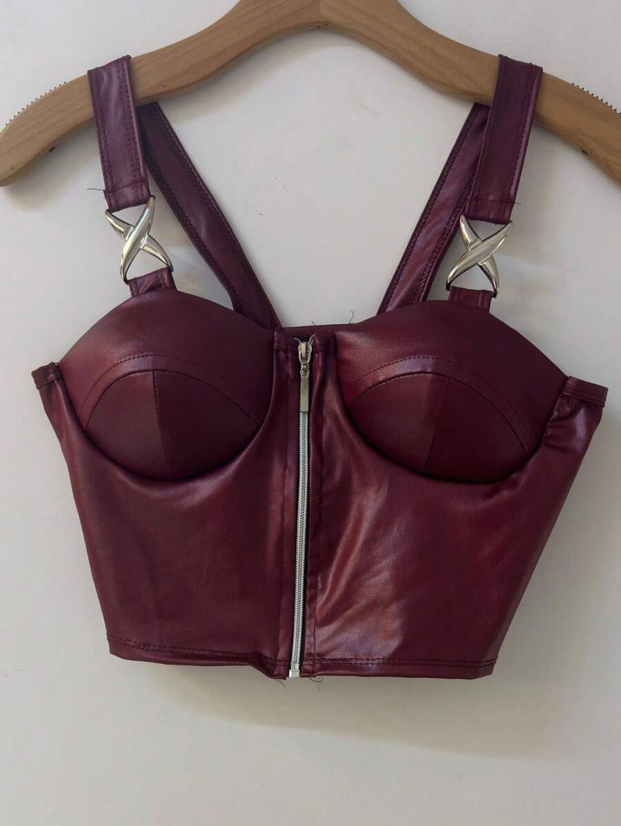 Women Tops - 酒紅色 - 查看 1