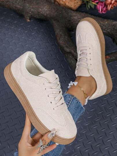 New Casual Sports Shoes, Fashionable And Versatile German Training Shoes, Suede-Like Material, Lace-Up Women's Shoes For Students