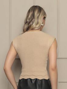 Women Knit Tops - Beige - View 2