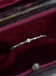 ESBERRY 1 件 S925 纯银精致可堆叠纯色戒指，适合女士，锆石小众精致珠宝，适合女孩，适合老师