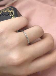 ESBERRY 1 件 S925 纯银精致可堆叠纯色戒指，适合女士，锆石小众精致珠宝，适合女孩，适合老师