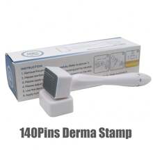 140Needles Adjustable 0-3mm Microneedling Derma Stamp,Microneedle Derma Roller For Beard Derma Pen Skin Care Tool Home Use - White - View 1