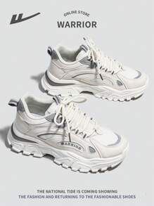 WARRIOR 1 双女式系带厚底运动鞋，鞋底柔软，时尚设计，适合户外休闲穿着，防滑厚底 - 灰色 - 查看 5