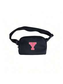 1pc Black Multifunctional Crossbody Chest Bag, Waist Bag, Nylon Waterproof Chest Bag, Men'S And Women'S Crossbody Bag, Outdoor Sports Running Waist Bag, With Adjustable Shoulder Straps, Small Waist Bag, Suitable For Exercise, Running, Hiking