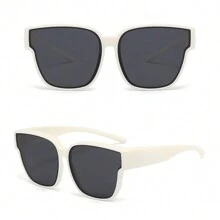 1pc Simple Versatile Oversize Square Frame Fashion Glasses, Fit Over Fashion Glasses For Nearsighted Glasses Cover, For Men Outdoor Party Vacation Travel Driving Supplies Photo Props For Summer Beach Vacation,Outdoor,Travel