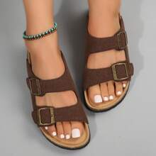 Women's Cork Insole Sandals,Soft Sandals,Adjustable Buckle Non-Slip Sandals - Coffee Brown - View 4
