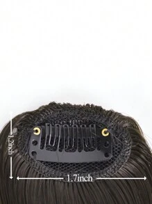 2入組黑棕色長側空氣瀏海，假髮夾，合成纖維卷曲假髮剪條，女士日常使用 - 黑棕色 - 查看 5