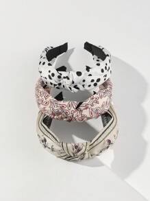 3pcs Style Crochet Flower & Solid Color Wide Headband With Faux Pearl For Beach Vacation Boho - Multicolor - View 16