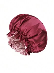 Awegeo Red de dormir para mujer de doble capa de satén y spandex con un solo color y borde ondulado, gorra de dormir elegante y cómoda, transpirable y suave, adecuada para dormir y cuidado del pelo - A - Ver 16