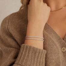 海贼王 2 层女式手链 银手链 闪亮花椰菜手链 链条手链