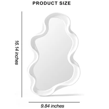 1 Peça Espelho Assimétrico de Parede, Espelho de Mesa/Parede em Formato de Nuvem para Dormitório de Estudante, Espelho Decorativo Único e Criativo, Espelho Ondulado Assimétrico 41 x 25cm Espelho Branco com Borda Assimétrica para Decoração de Banheiro, Sala de Estar, Vaidade, Salão, Quarto, Banheiro, Decoração Doméstica, Casamento, Festa, Aniversário, Acessórios, Lindo Presente no Estilo Francês Simples Espelho de Maquiagem, Espelho de Vaidade em Formato de Nuvem Criativo, Espelho de Mesa/Armário de Quarto, Espelho Decorativo de Parede de Banheiro
