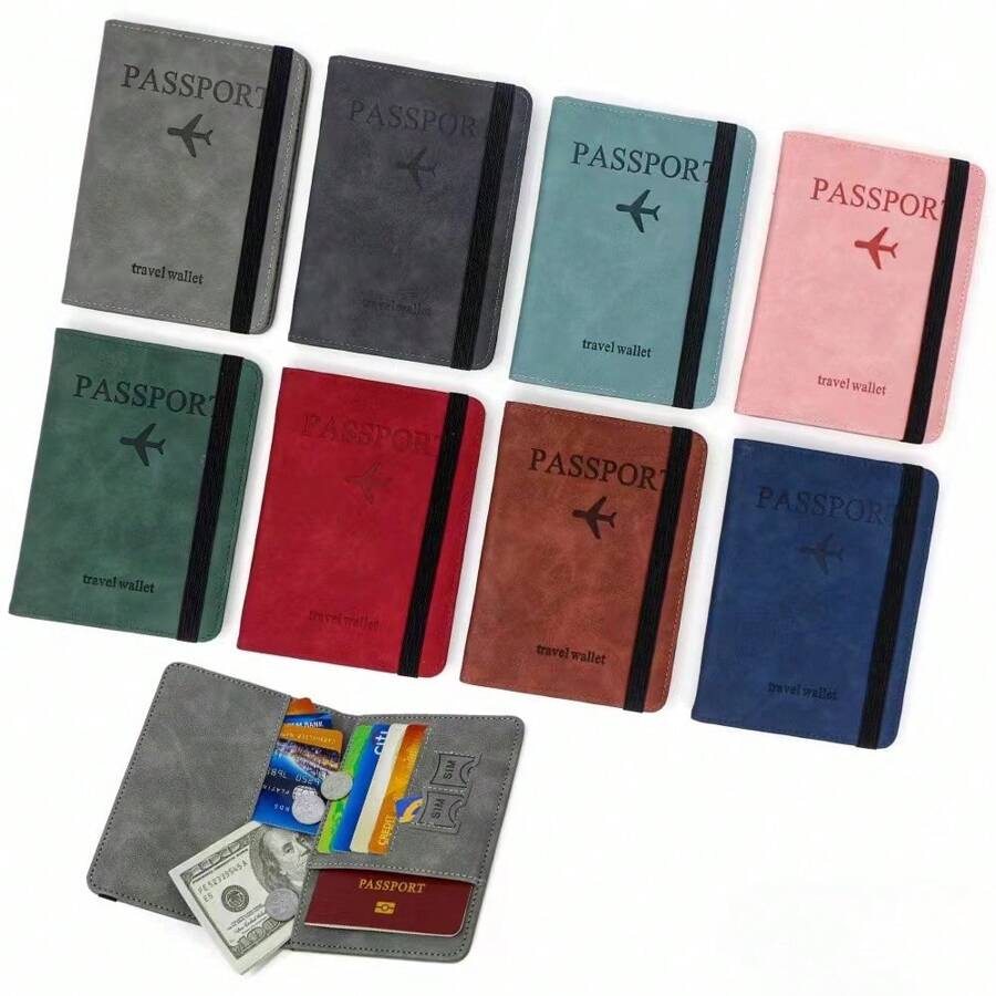 多功能护照夹 PU 皮革套，简约风格旅行钱包，带多个卡槽，旅行用品，旅行收纳袋，旅行用品，旅行钱包，护照夹，护照钱包，海滩度假包，夏季