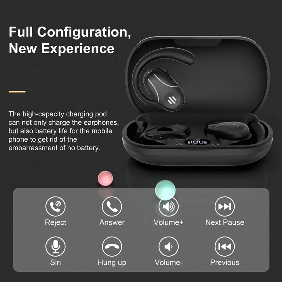 Nouvelle arrivée Écouteur Bluetooth sans fil rotatif non intraauriculaire, crochet d