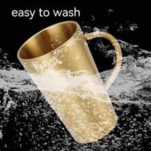 加厚304不鏽鋼杯，雙層防燙，適用於水、咖啡、飲料、茶、牛奶，易於清潔，耐用且防摔，帶手柄方便攜帶，適用於家庭、辦公室、餐廳、快餐店、自助餐廳、飲料店、野餐和戶外活動。 - 1 - 查看 9