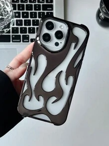 时尚新款电镀镂空透气火焰图案全覆盖防摔手机壳保护套适用于 16、17/17 Pro/17 Pro Max 系列 - 黑色 - 查看 3