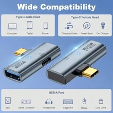 Adaptador de cable OTG USB C 2 en 1 VRESTU, macho Type-C a hembra USB-C, carga rápida PD 100W con adaptador divisor USB 3.2 para computadora portátil, tableta, ratón y teclado - Gris - Ver 6