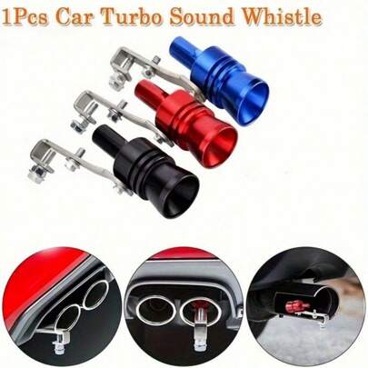 Easypie Selection 1入組萬用摩托車汽車改裝尾喉哨-鋁合金排氣管渦輪口哨模擬器-5種顏色可選，車輪口哨汽車渦輪消音器萬用汽車渦輪口哨聲音模擬器汽車改裝設備排氣管汽車改裝渦輪口哨排氣聲發生器模擬器渦輪排氣聲口哨