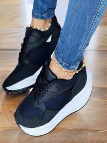 Women Wedge Sneakers - màu đen - Xem 1