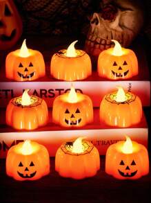 2/4 件南瓜蜘蛛网万圣节印花 LED 蜡烛，万圣节氛围灯万圣节装饰灯家居装饰派对装饰万圣节装饰房间装饰万圣节花园装饰礼物仙女