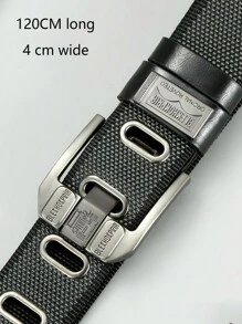 高端时尚新款男士四季休闲帆布腰带扁针合金扣尾夹腰带夏季、学校秋季、秋季、万圣节秋冬配饰，适合青少年、青年、男士、休闲、户外、运动、度假、毕业礼物、生日、日常穿着 - 軍綠色 - 查看 4