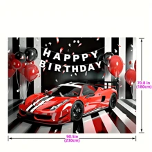 Super Sports Car Themed Birthday Party Backdrop - Multifunctional Polyester Racing Car Balloon Design, Suitable For Photo Booth And Decoration, Applicable For Balloon Decor, Hot Air Balloon Party Decor, Christmas And All Seasons - Multicolor - View 2